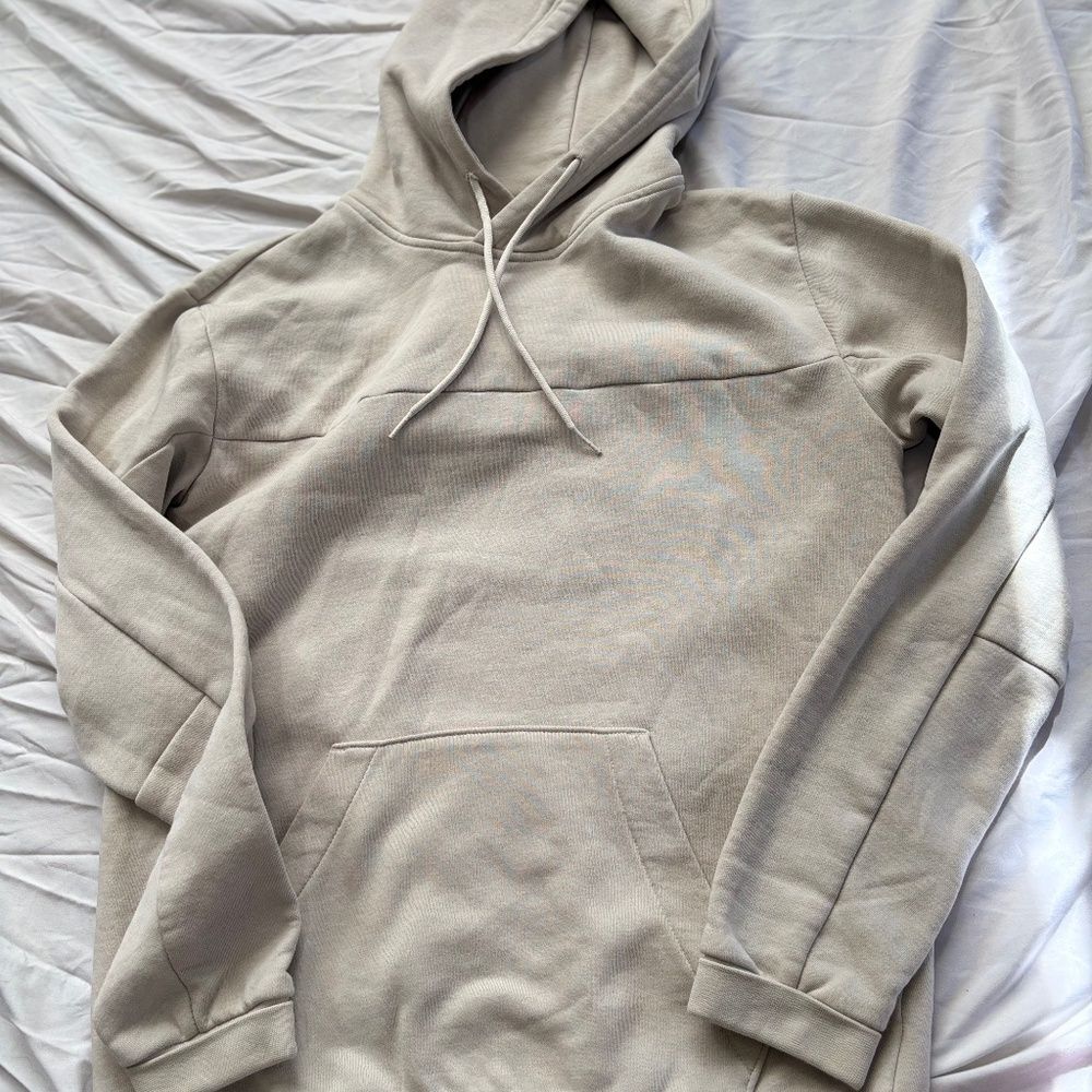 Adidas Beige Oversized Pullover Hoodie Size S - Picture 2 of 6
